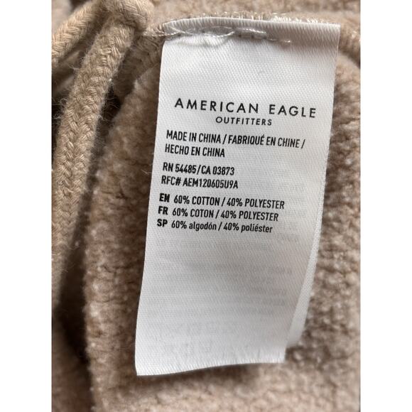 American Eagle Cropped Sweatshirt Women's Size Small Beige Quarter Zip - Picture 6 of 7
